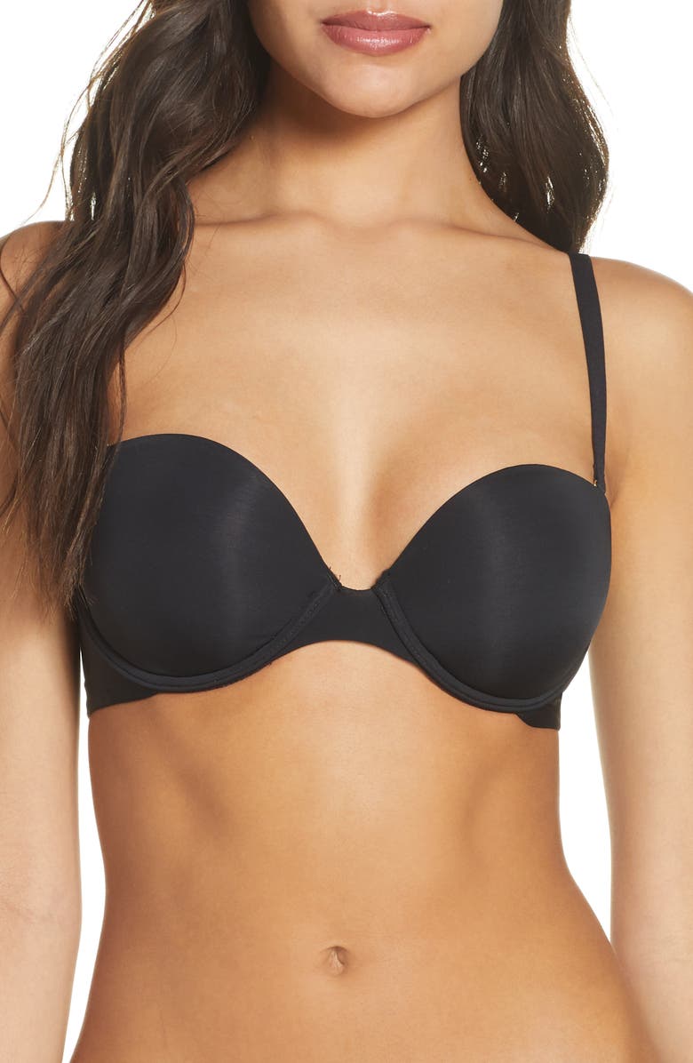 Natori Minimal Contour Underwire Strapless Bra, Alternate, color, Black