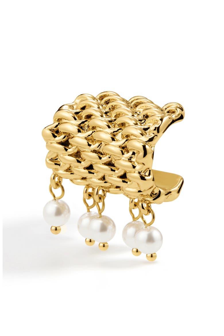 Palma Imitation Pearl Ear Cuff, Main, color, GOLD