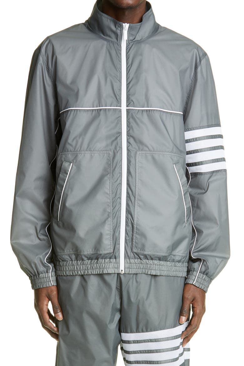 Oversize Zip Front Track Jacket, Main, color, SILVER