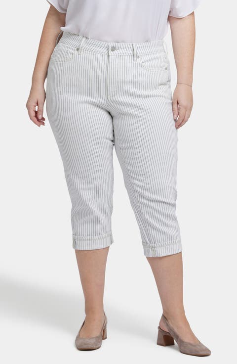 Marilyn Stripe Straight Leg Capri Jeans (Palencia Stripe) (Plus)