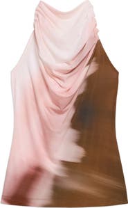 Helmut Lang Batik Print Ruched Sleeveless Top