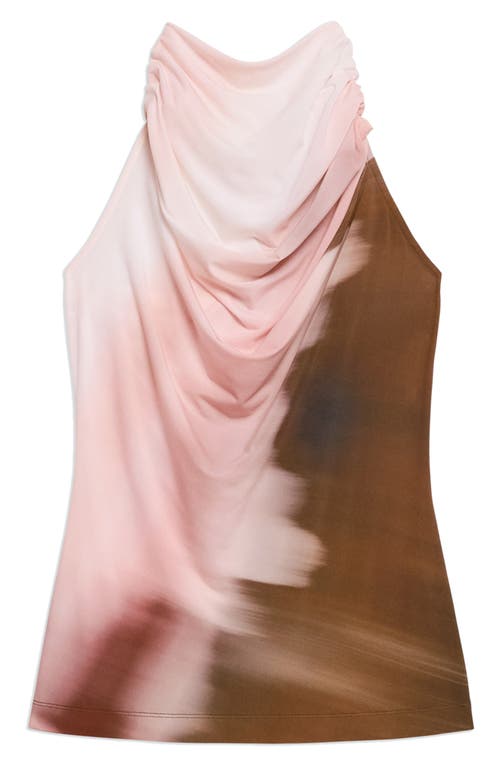 Helmut Lang Batik Print Ruched Sleeveless Top In Multi