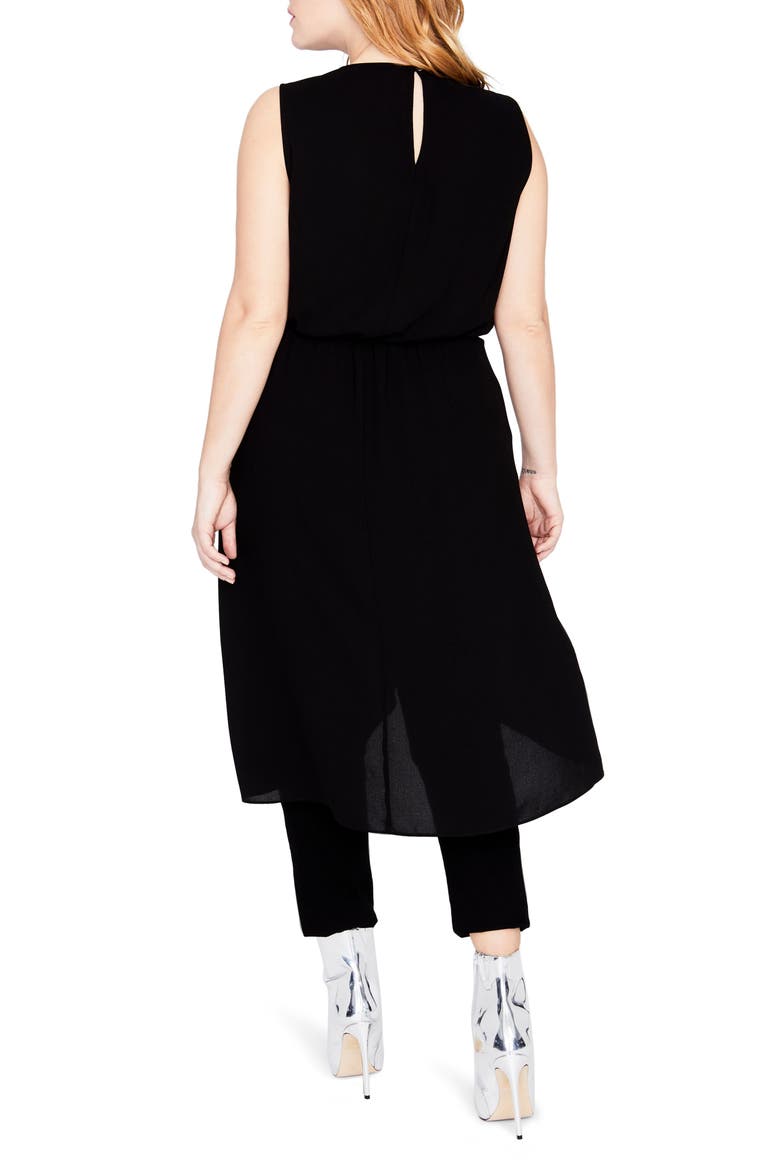 Sleeveless Cascade Tunic Dress, Alternate, color, BLACK