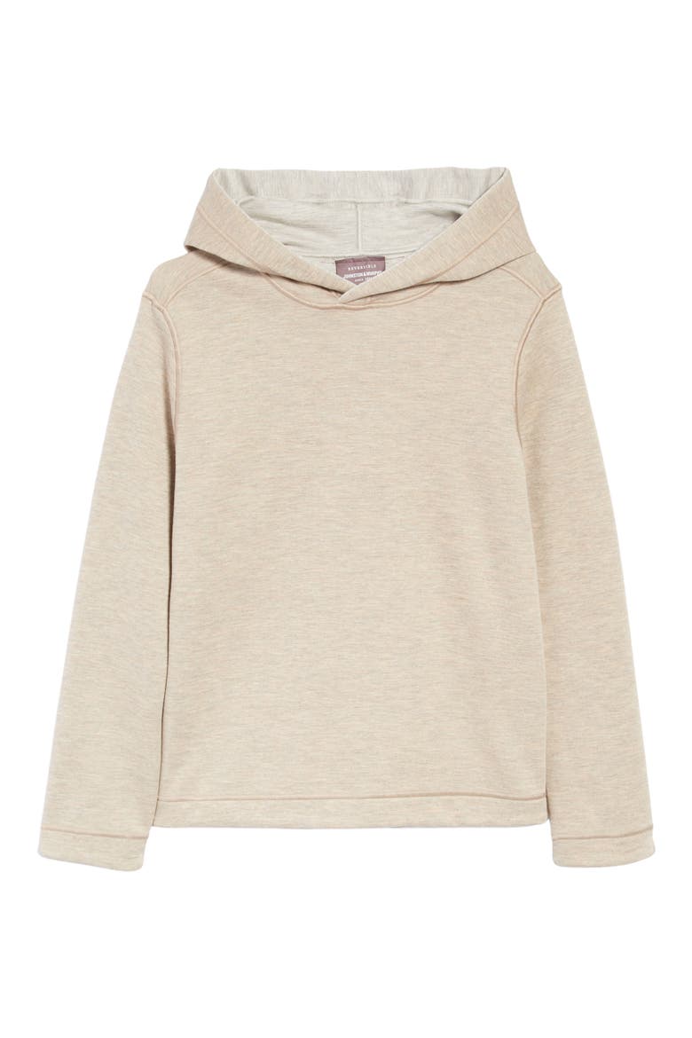 Kids' Solid Reversible Hoodie, Main, color, OATMEAL/ LIGHT GRAY