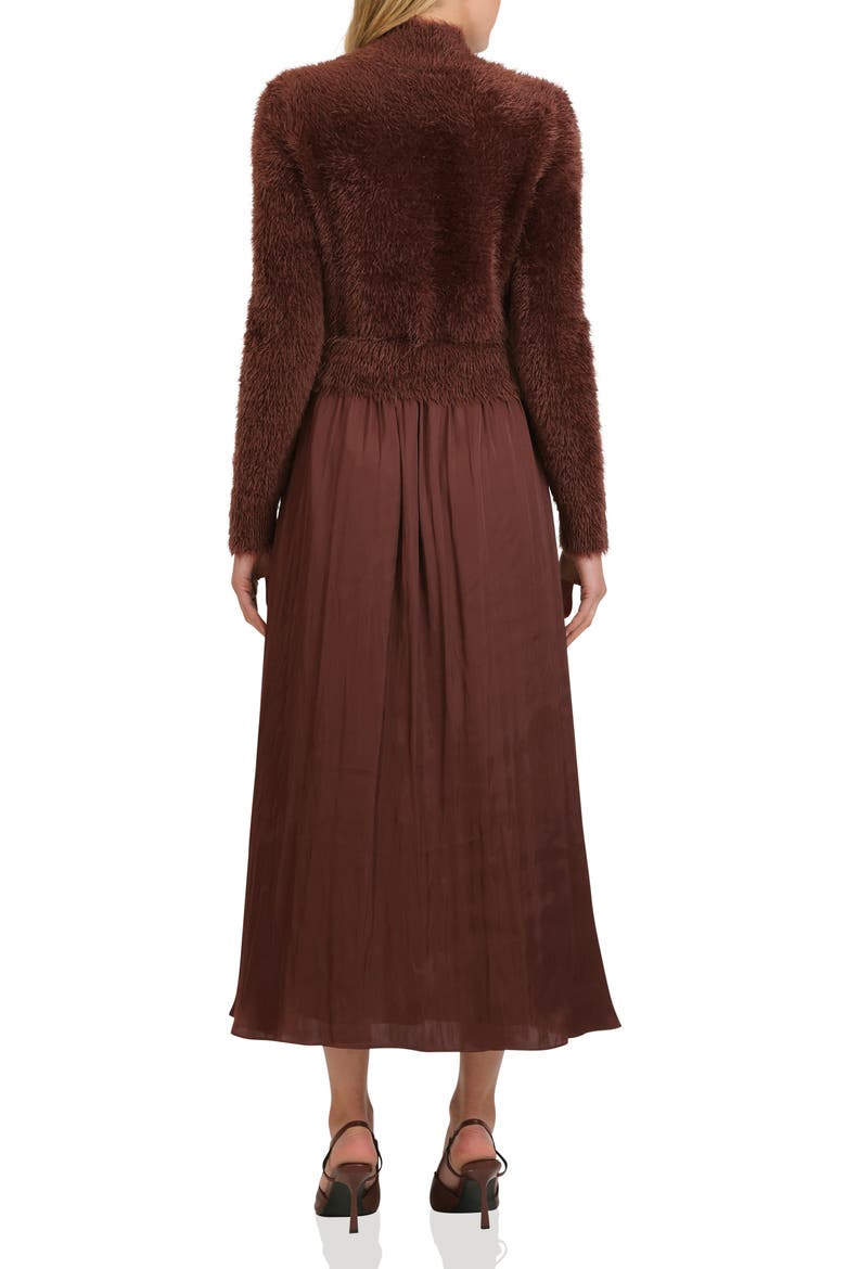 Long Sleeve Mixed Media Maxi Dress, Alternate, color, CHOCOLATE