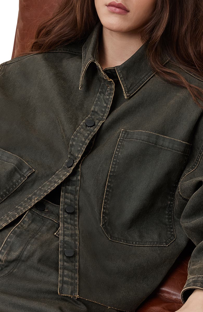 AllSaints Nicky Crop Denim Shacket, Alternate, color,