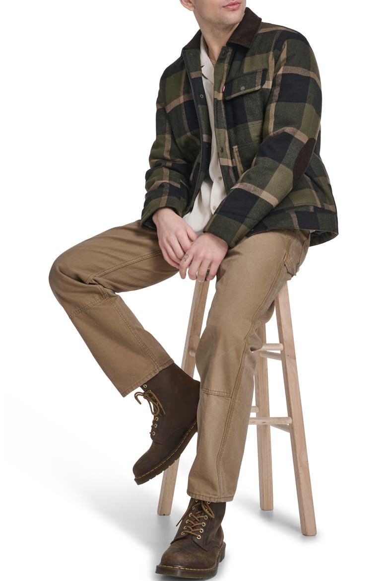 Quilted Work Jacket, Alternate, color, OLIVE/ BLACK