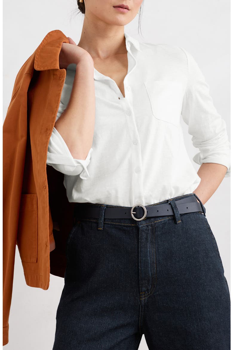 Teasel Head Organic Cotton Knit Button-Up Shirt, Main, color, SALT