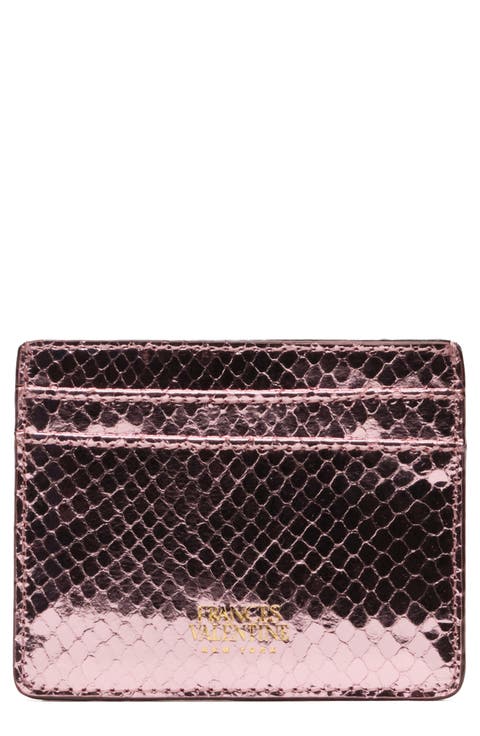 Snakeskin Embossed Metallic Leather Card Case