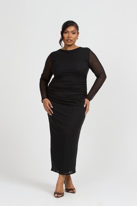 Curve Long Sleeved Midaxi Dress