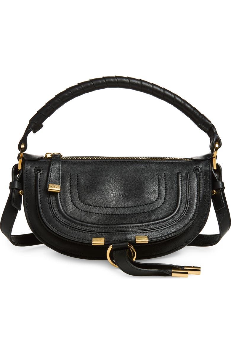 Chloé Mini Marcie Leather Camera Shoulder Bag, Main, color, Black