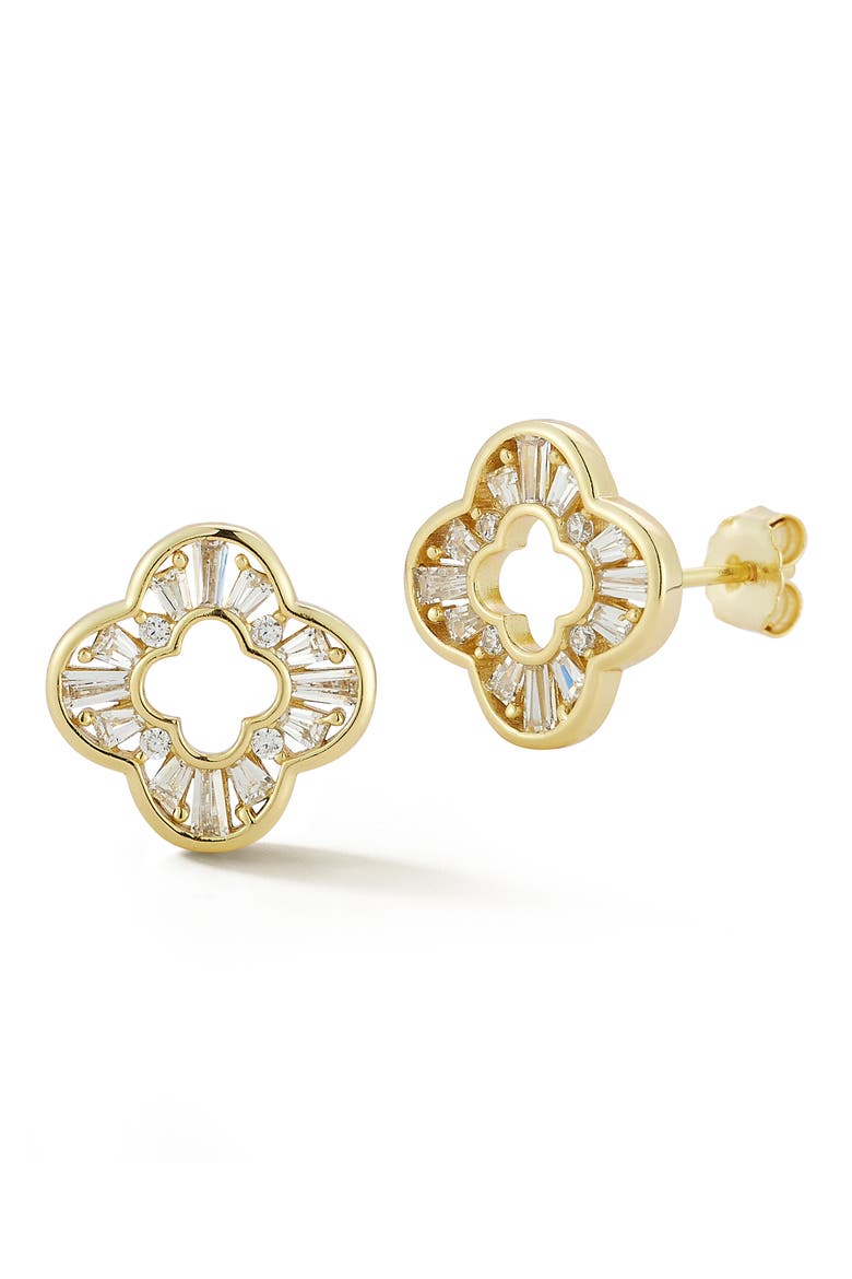 Clover Stud Earrings, Main, color, GOLD