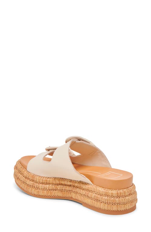 Dolce Vita Witny Buckled Platform Slide Sandals In Bone Leather