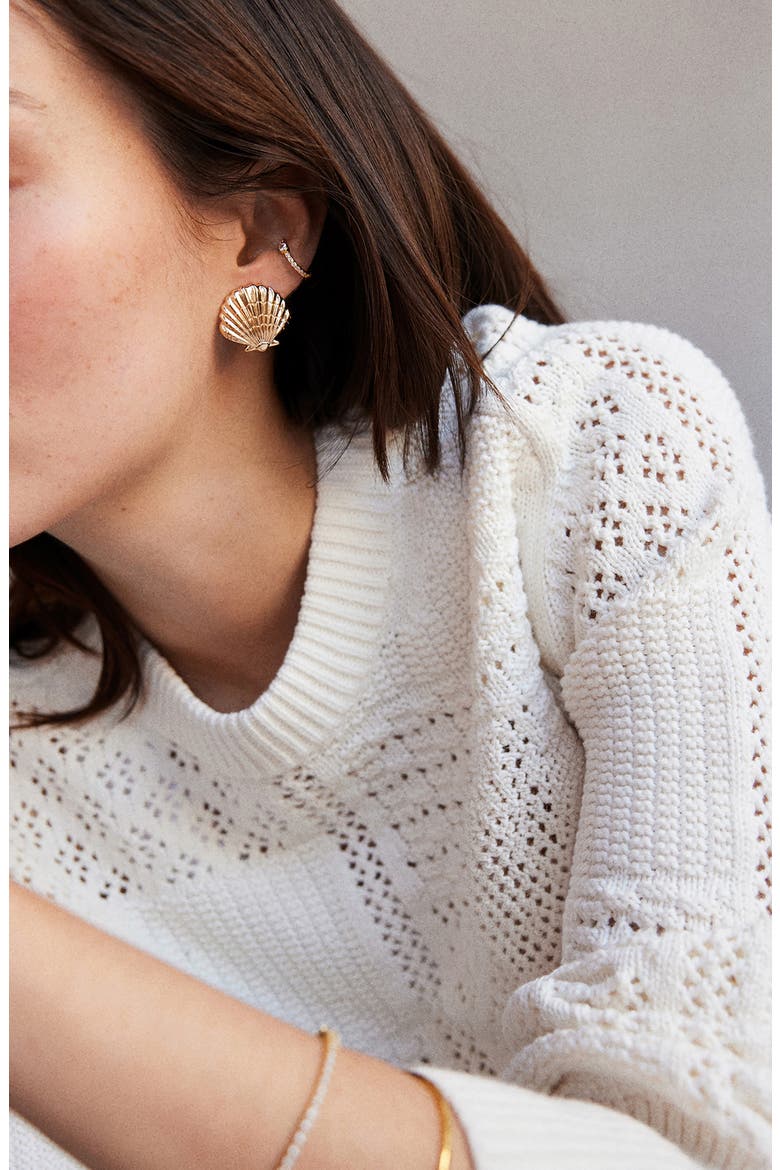Marina Gold Seashell Earrings, Alternate, color, GOLD