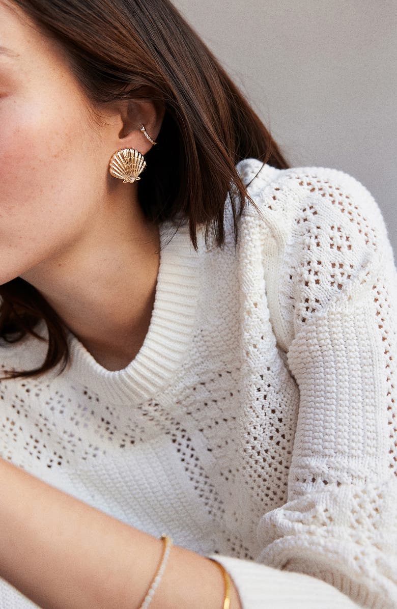 BaubleBar Marina Gold Seashell Earrings, Alternate, color, Gold