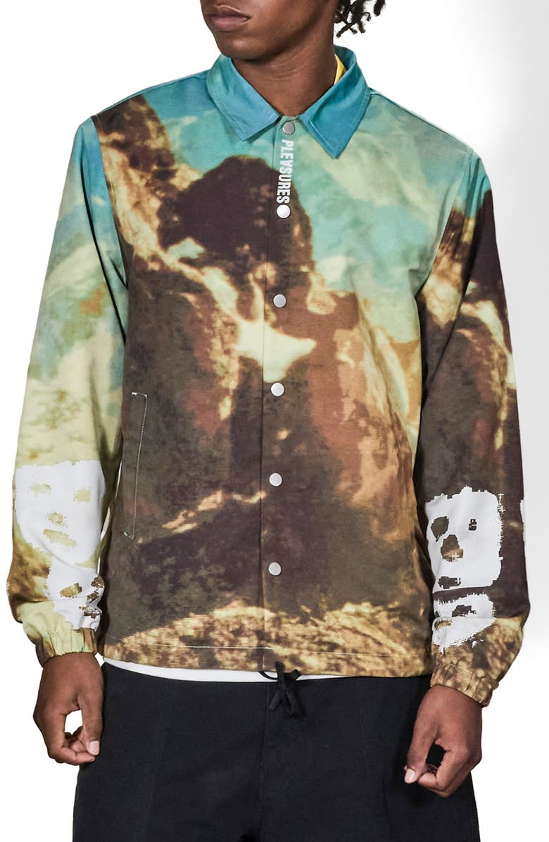 PLEASURES Remain Satin Coach Jacket, Main, color, Black