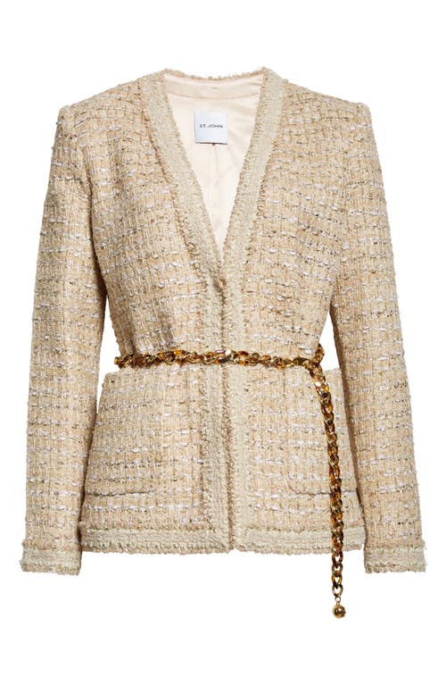 St John St. John Collection Tweed Jacket With Chain Belt