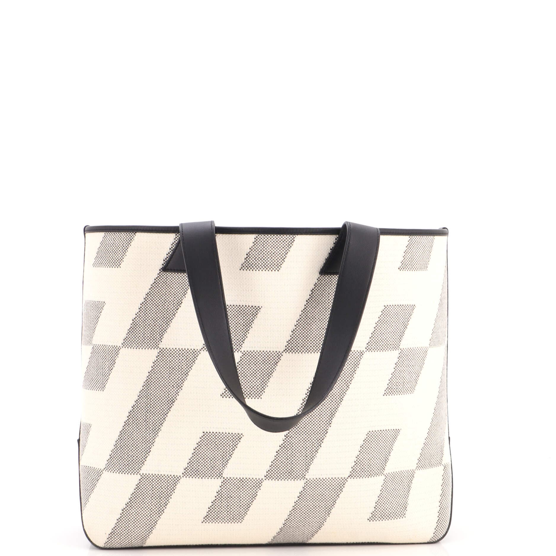Cabas H en Biais Tote Canvas with Leather 40, Alternate, color, Black