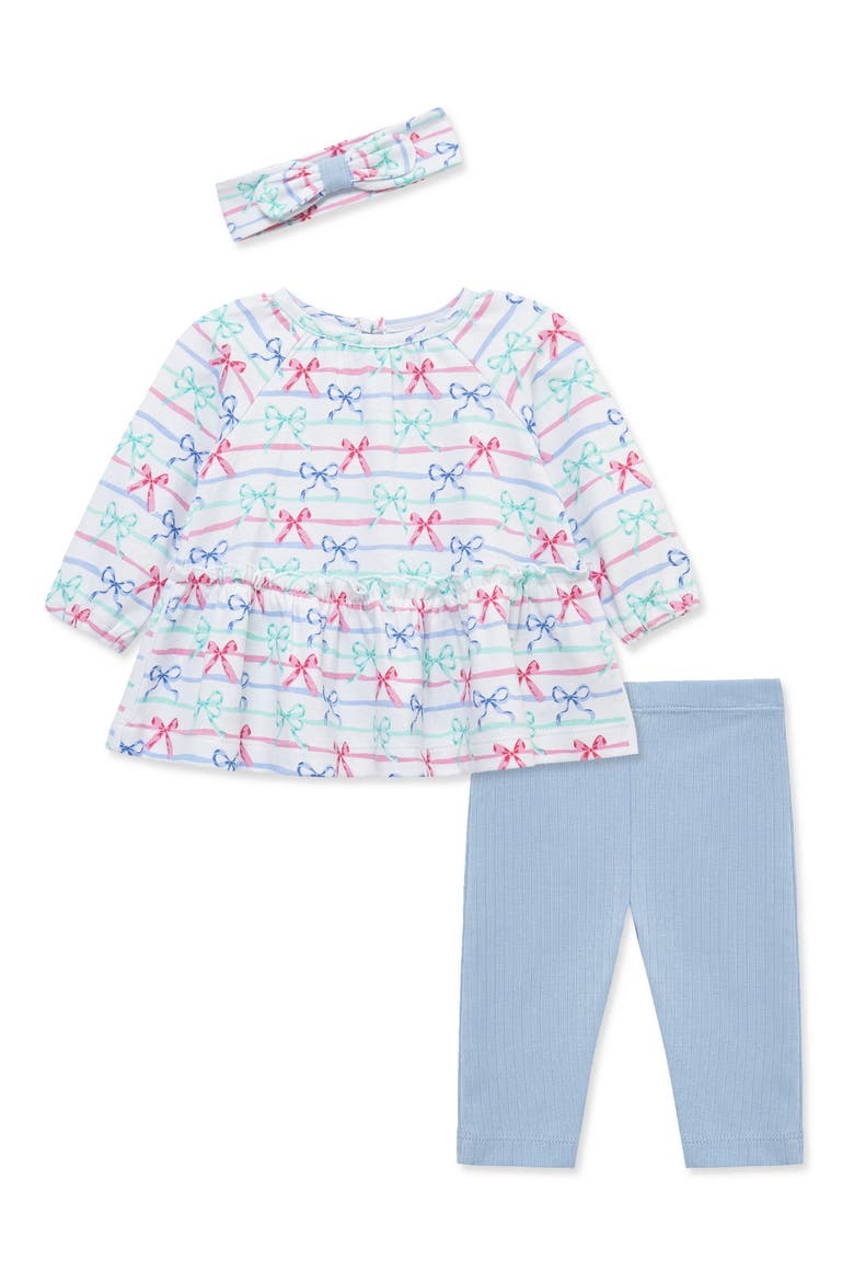 Ribbons Cotton Tunic, Pants & Headband Set, Main, color, MULTI