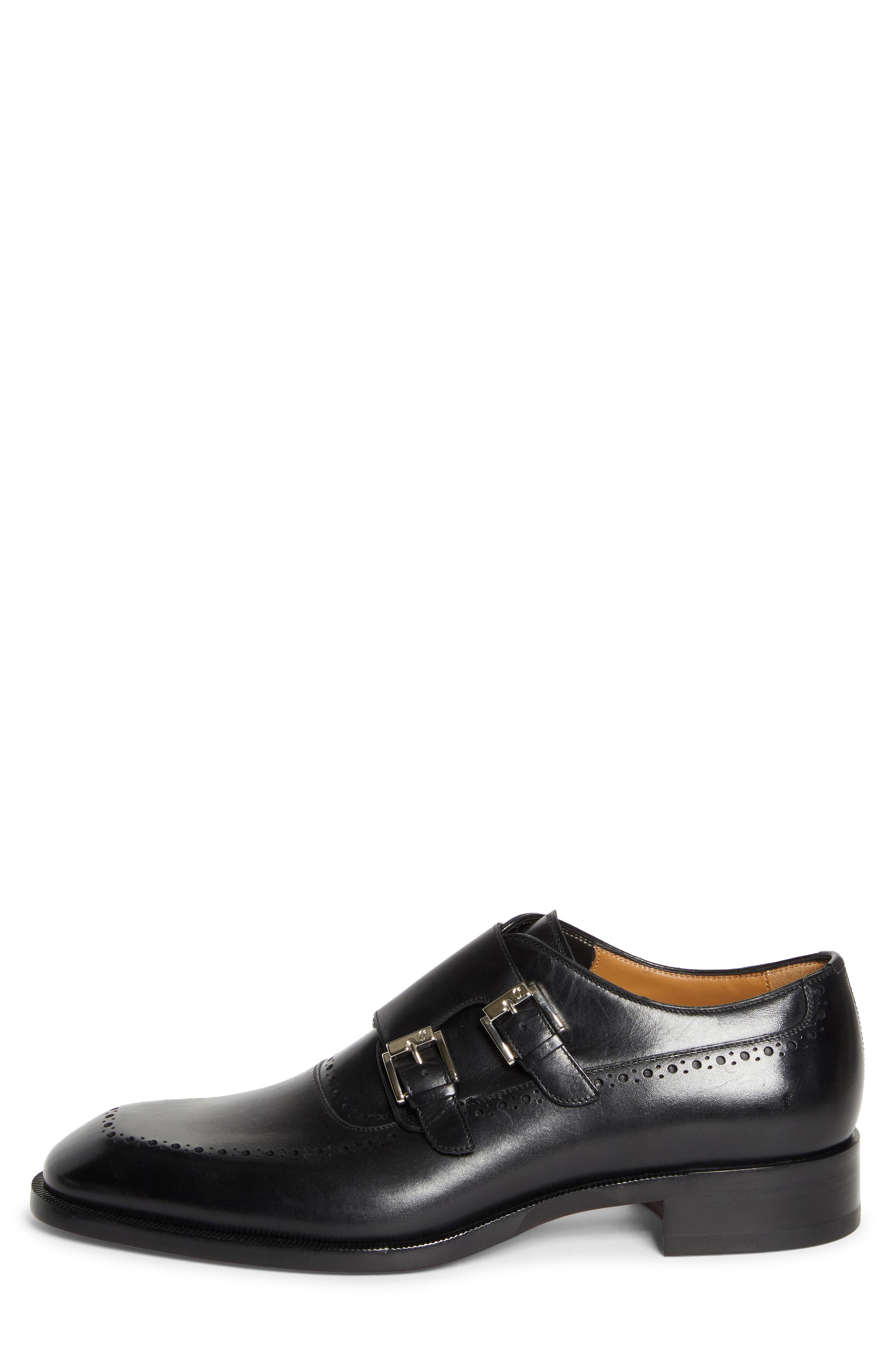 Christian Louboutin Sartok Double Monk Strap Shoe, Alternate, color, Black