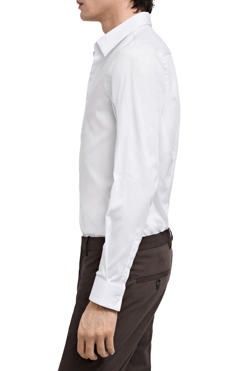 MANGO Slim Fit Stretch Poplin Button-Up Shirt, Alternate, color, White