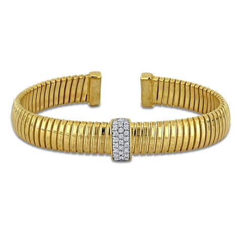 Cubic Zirconia Omega Design Open Bangle