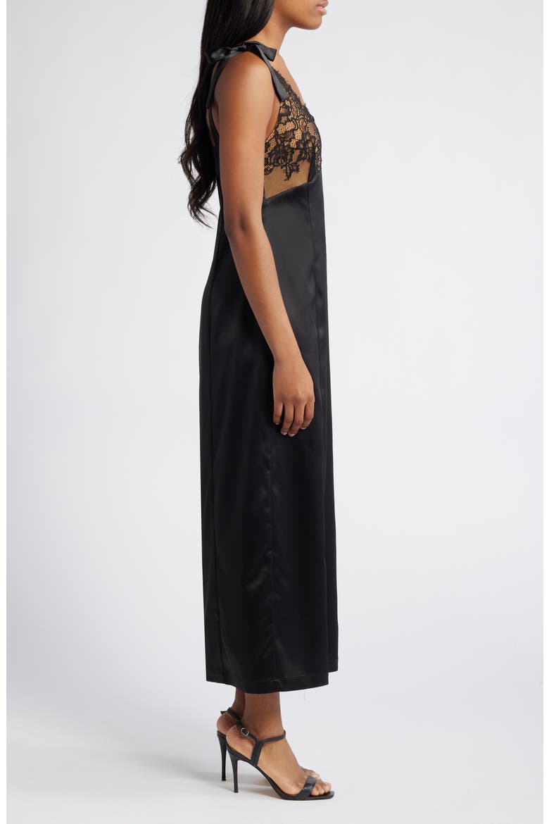 Almera Lace & Satin Cocktail Dress, Alternate, color, BLACK