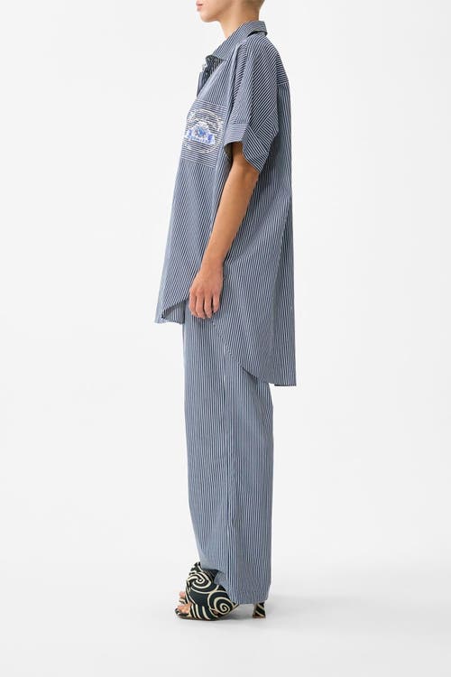 Camilla Button Front Lounge Pant In Blue