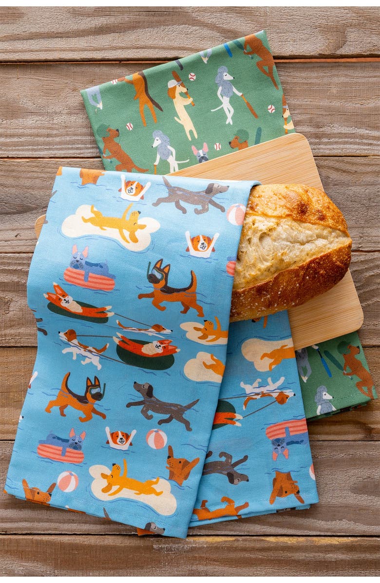 Puppington Dog Kitchen Towels - Fastballs & Floaties, Alternate, color, Fastballs And Floaties