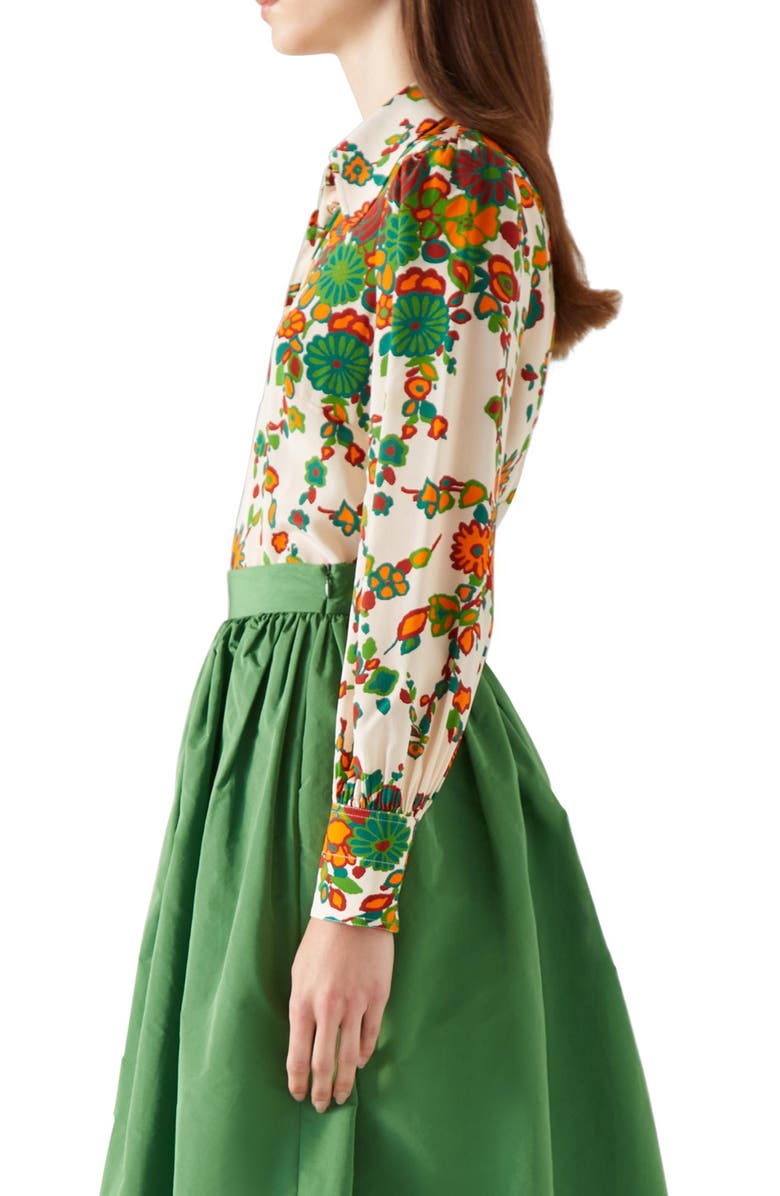 LK Bennett Sonya Floral Silk Button-Up Blouse, Alternate, color, 