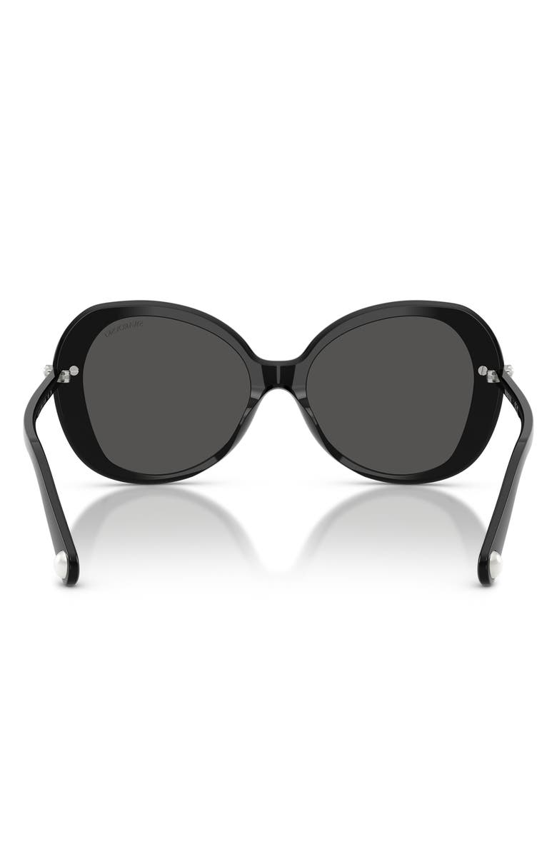 Swarovski 55mm Butterfly Sunglasses, Alternate, color, Black / Dark Grey