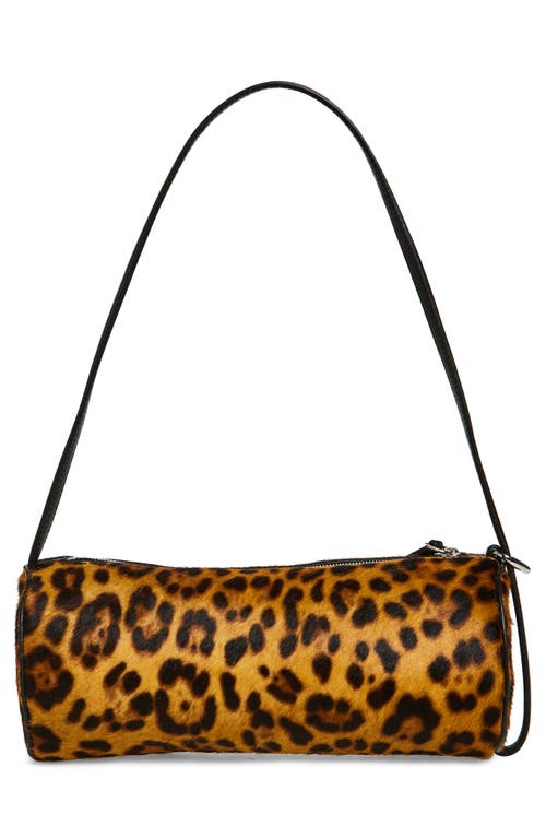 Reformation Simona Suede Cylinder Shoulder Bag In Leopard Calfhair