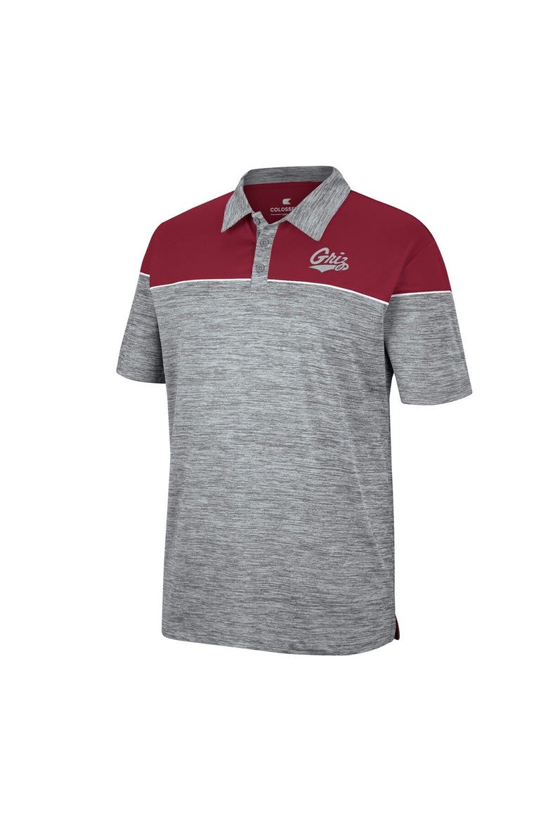Men's Colosseum Heathered Gray/Maroon Montana Grizzlies Birdie Polo, Alternate, color, Heather Gray