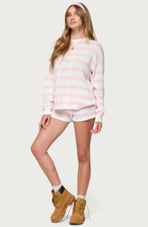 Edikted Amaris Stripe Oversize Sweater In Pink