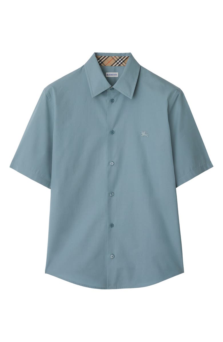 Burberry EKD Embroidered Cotton Poplin Button-Up Shirt, Main, color, Index