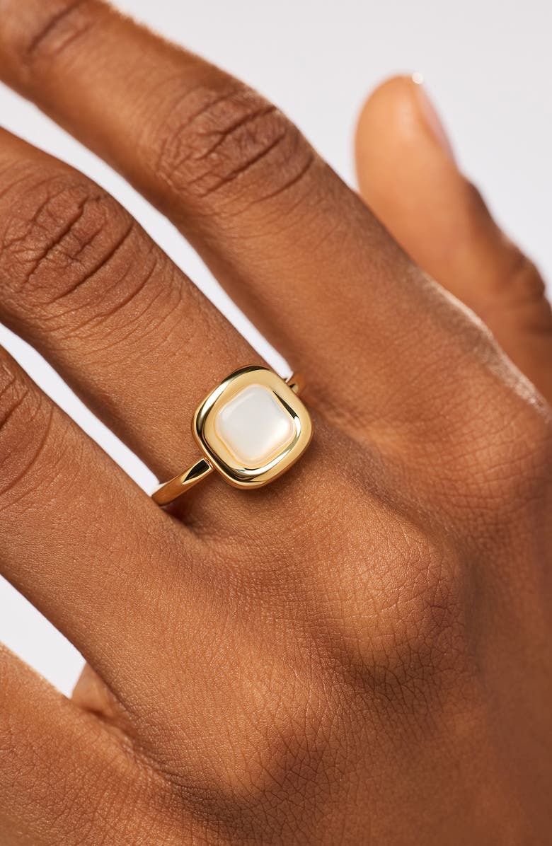 Ana Luisa Clara Mother-of-Pearl Statement Ring, Alternate, color, Gold / White