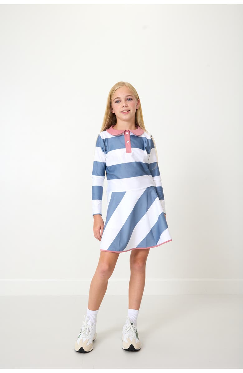 Courtside Kids Girl's Rugby Dress, Alternate, color, Slate White Stripe