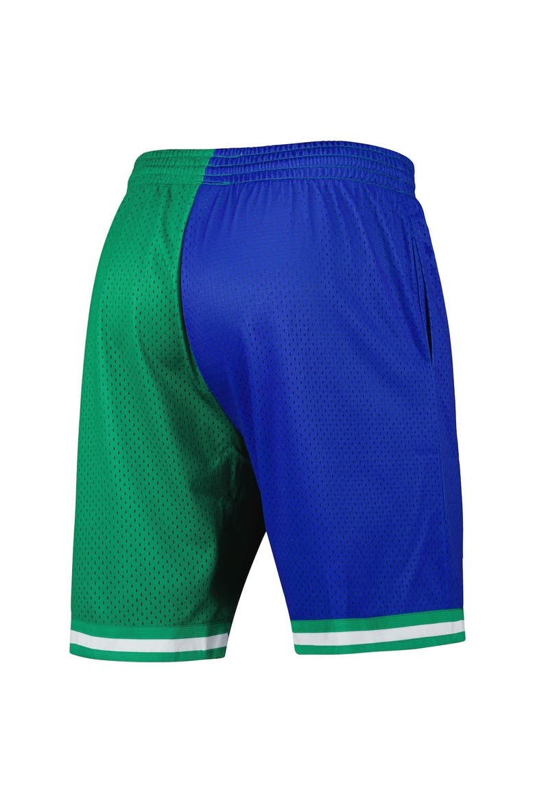 Men's Mitchell & Ness Blue/Green Dallas Mavericks Hardwood Classics 1998 Split Swingman Shorts, Alternate, color, Blue
