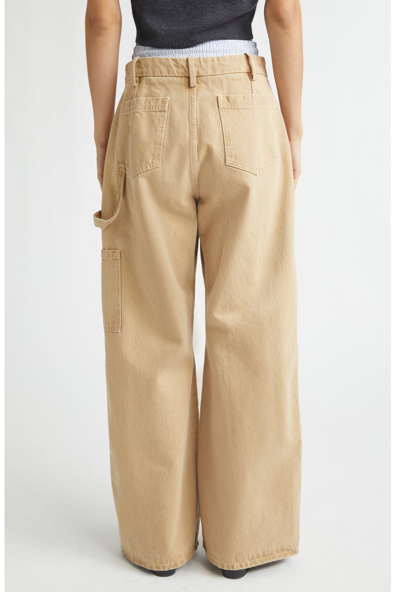 Double Waistband Wide Leg Carpenter Pants, Alternate, color, TAN