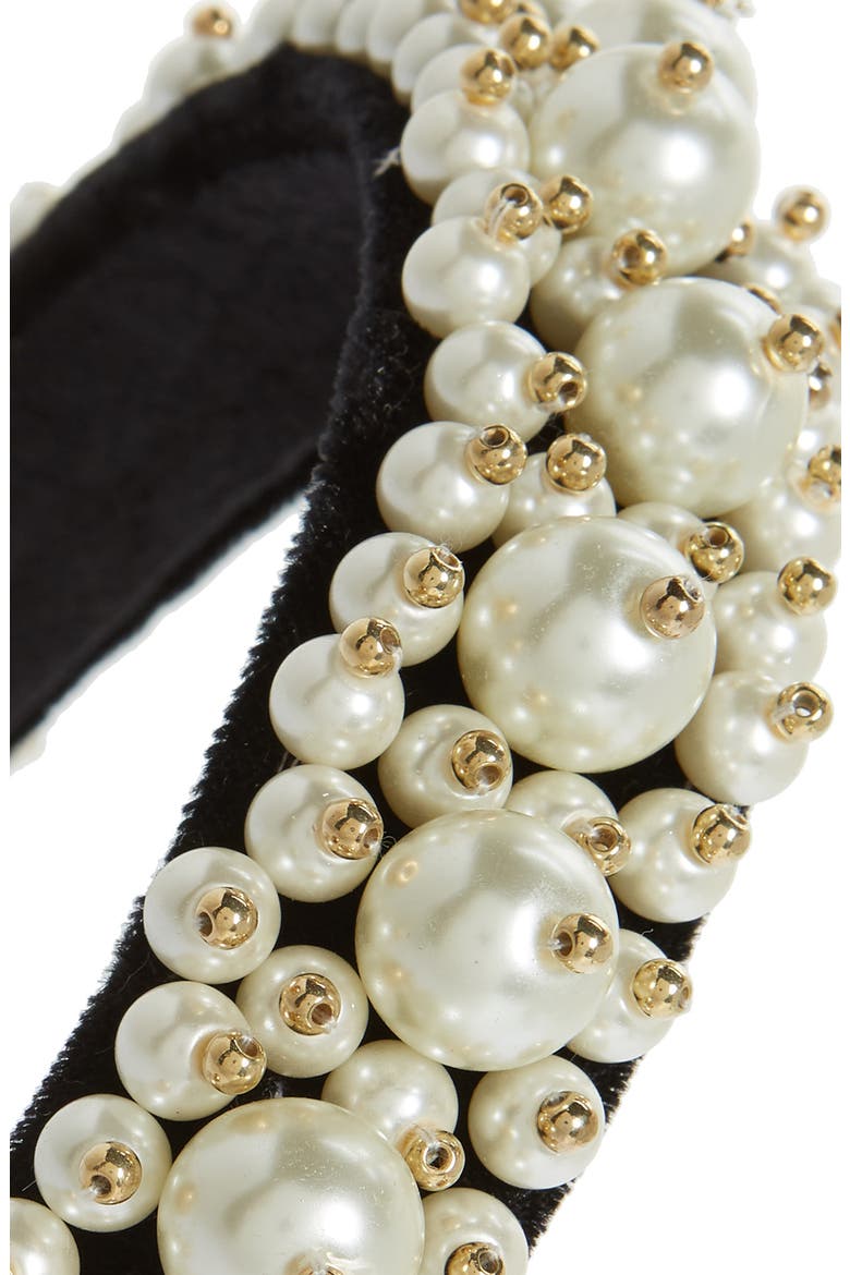 Imitation Pearl Cluster Headband, Alternate, color, BLACK