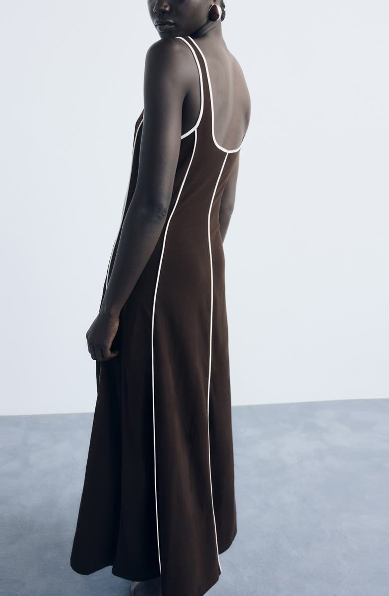 MANGO Sleeveless Midi Dress, Alternate, color, Brown