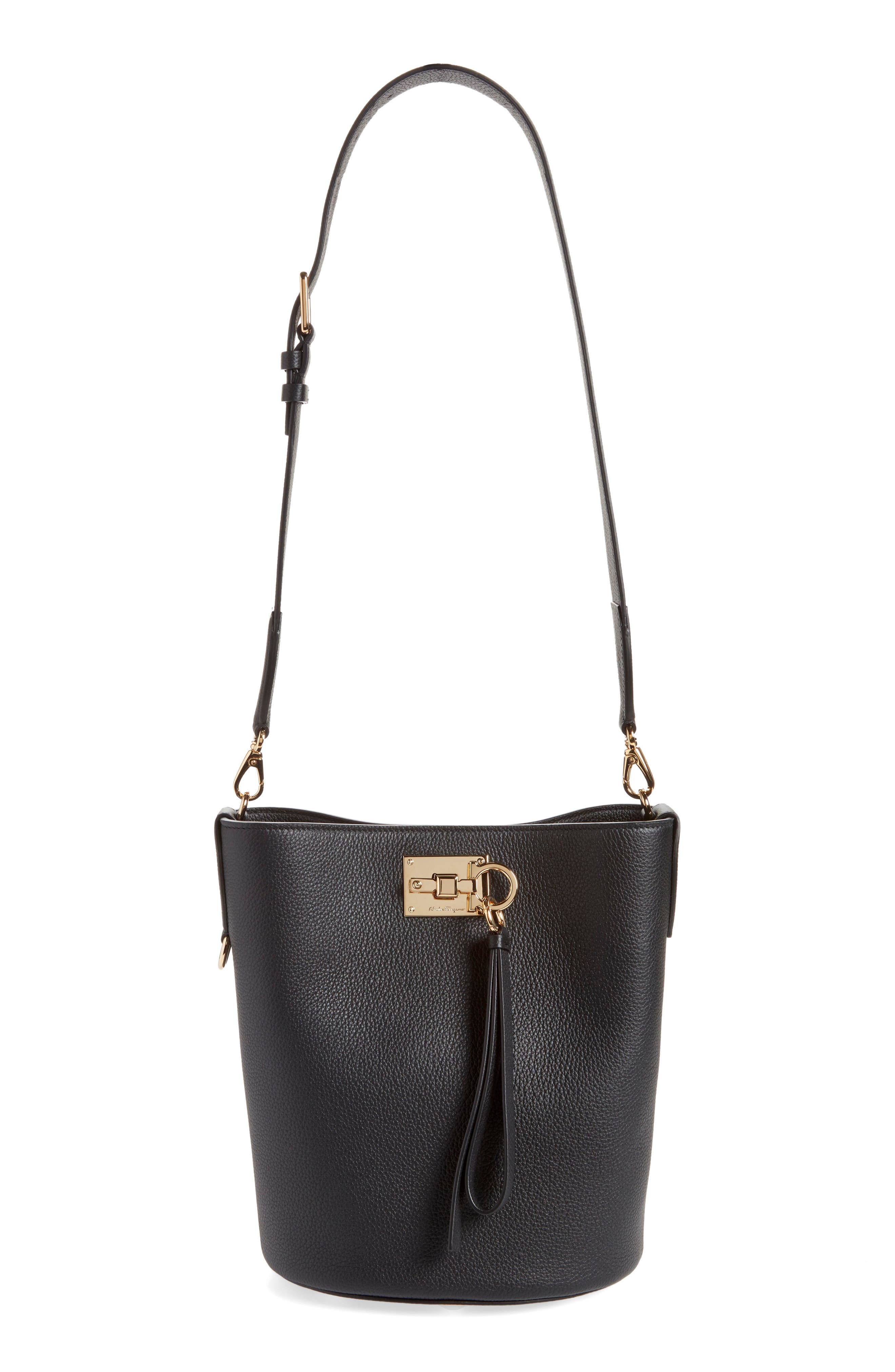 FERRAGAMO The Studio Soft Leather Bucket Bag, Main, color, 