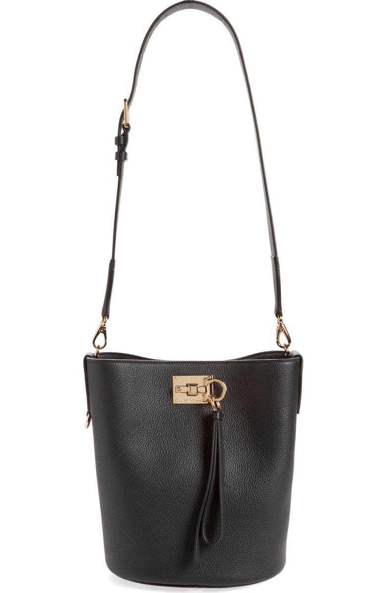FERRAGAMO The Studio Soft Leather Bucket Bag, Main, color,