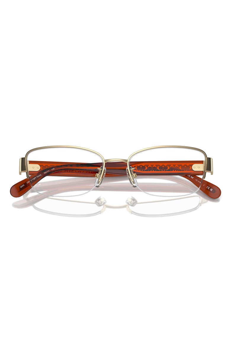 COACH 53mm Rectangular Optical Glasses, Alternate, color, Shiny Light Gold / Demo Lens