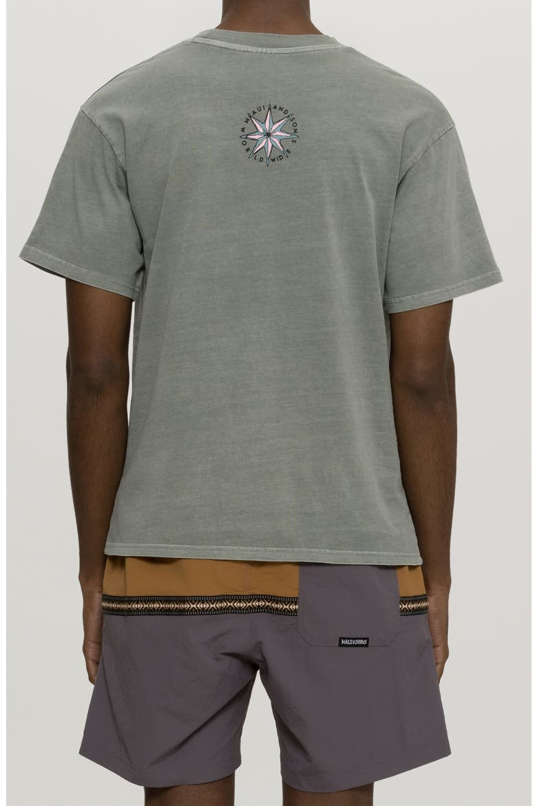 Compass Pigment Dyed Cotton Graphic T-Shirt, Alternate, color, GREY