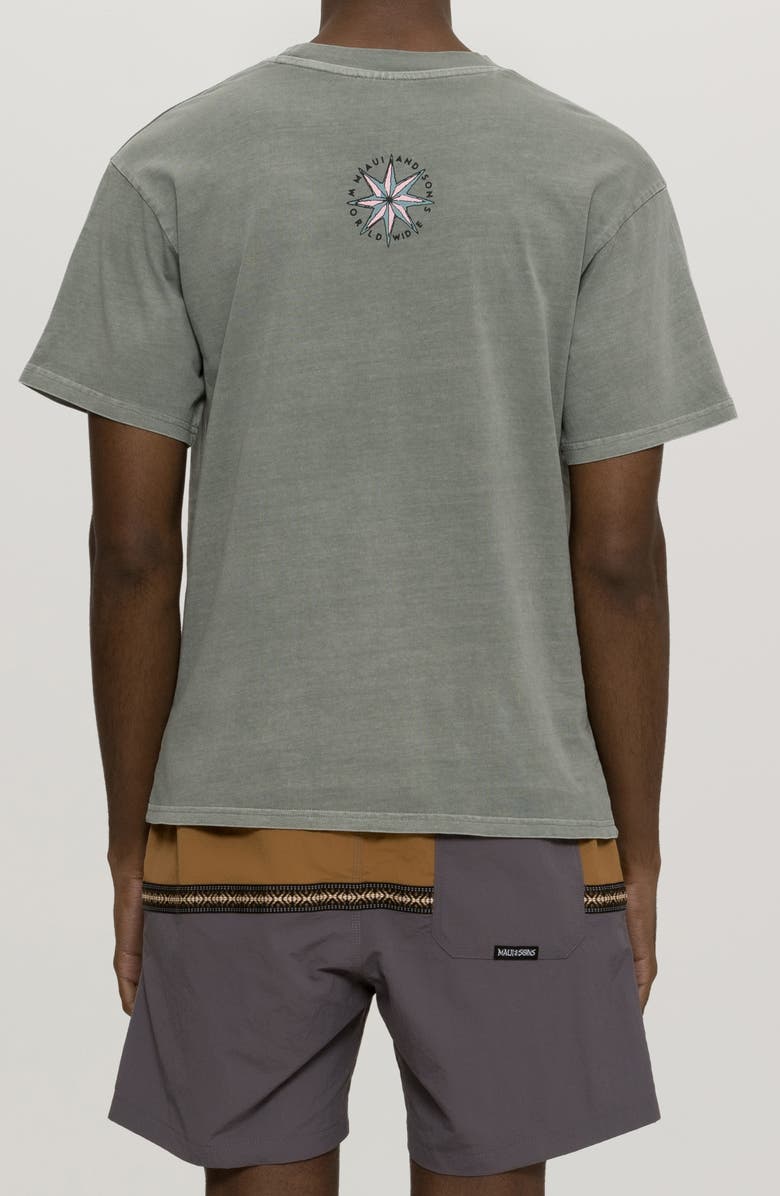 Maui & Sons Compass Pigment Dyed Cotton Graphic T-Shirt, Alternate, color, Grey
