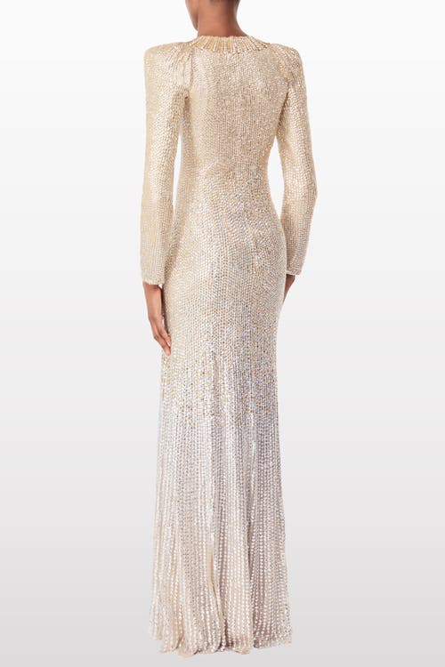 Jenny Packham Sisi Sequin-embellished Puff-sleeve Gown In Gold