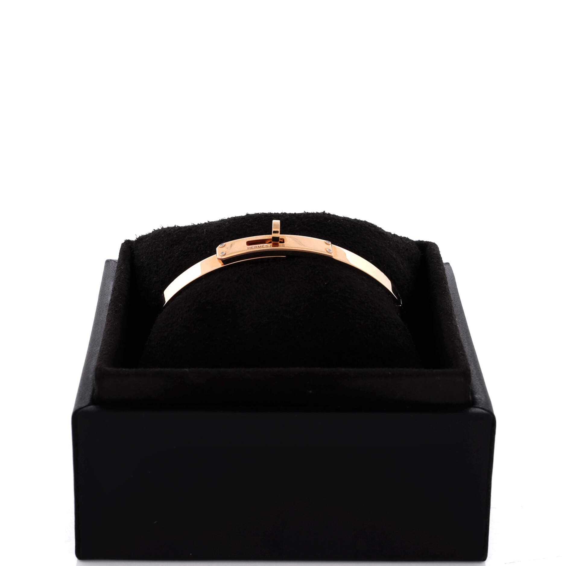 Pre-Owned Hermes Kelly Bracelet 18K Rose Gold with 4 Diamonds Small, Alternate, color, Rose Gold