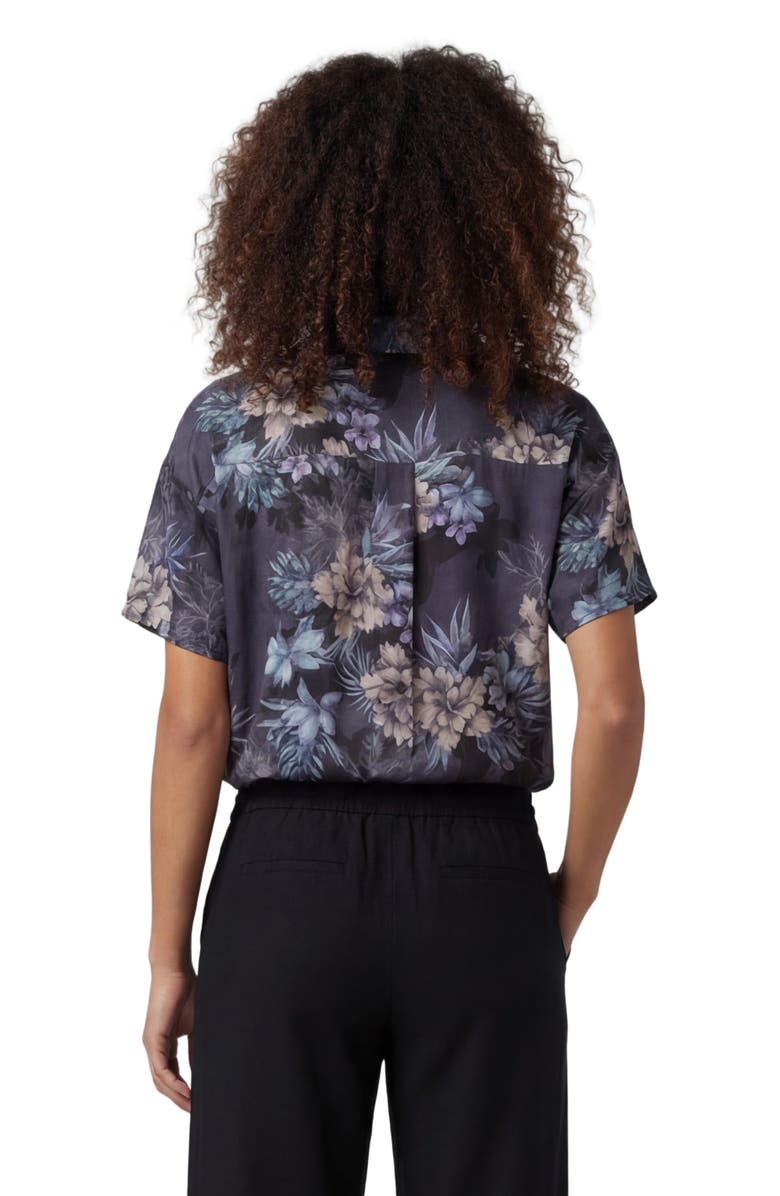 Lords of Harlech Exotic Floral Womens Linen Printed Shirt, Alternate, color, Exotic Floral Black