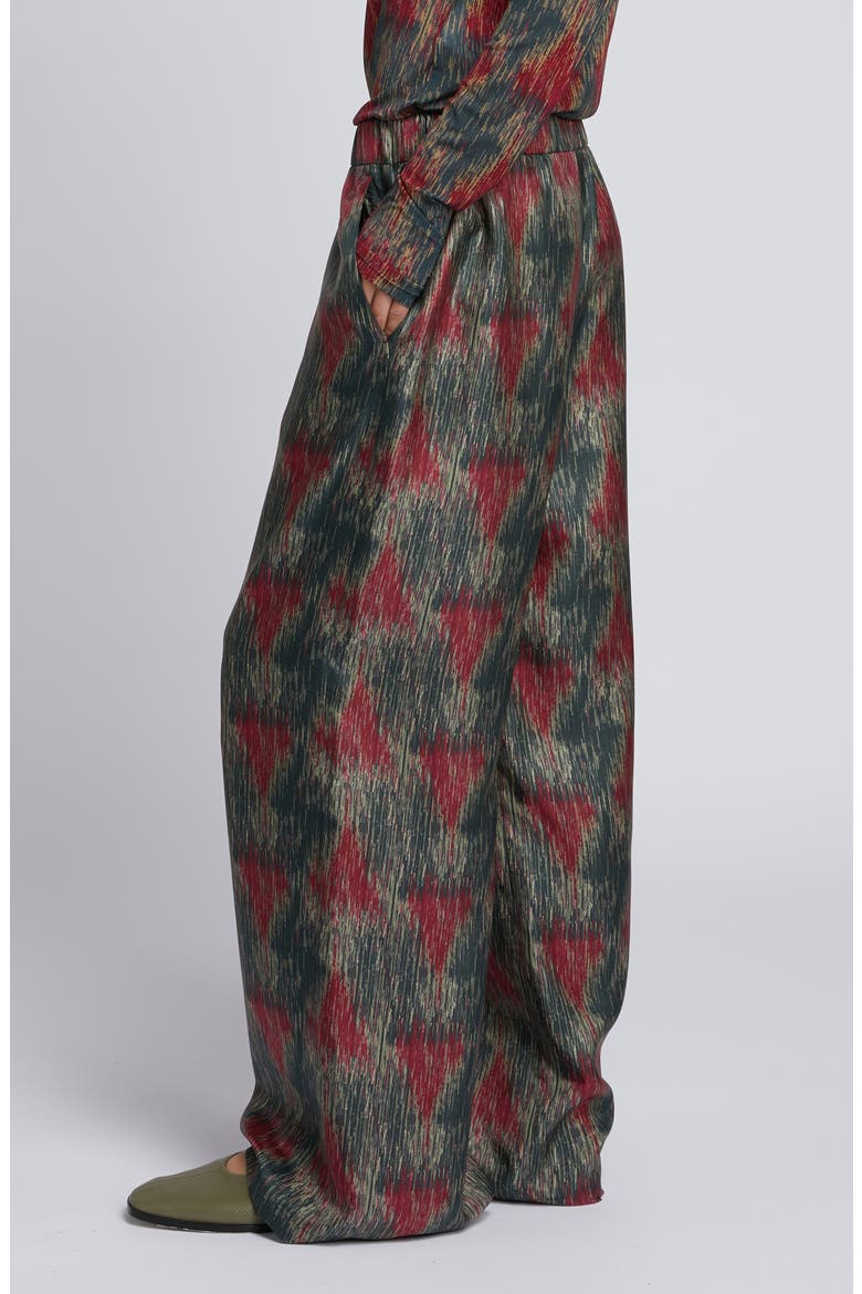 Lipiovra Abstract Print Silk Pants, Alternate, color, DARK GREY